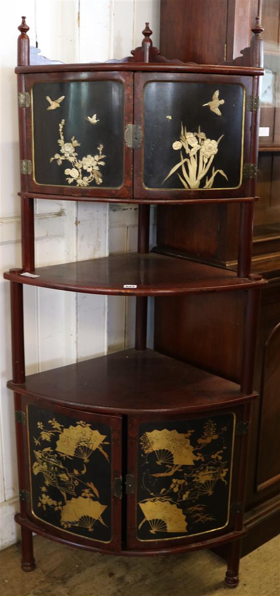 Japanese lacquered corner cabinet